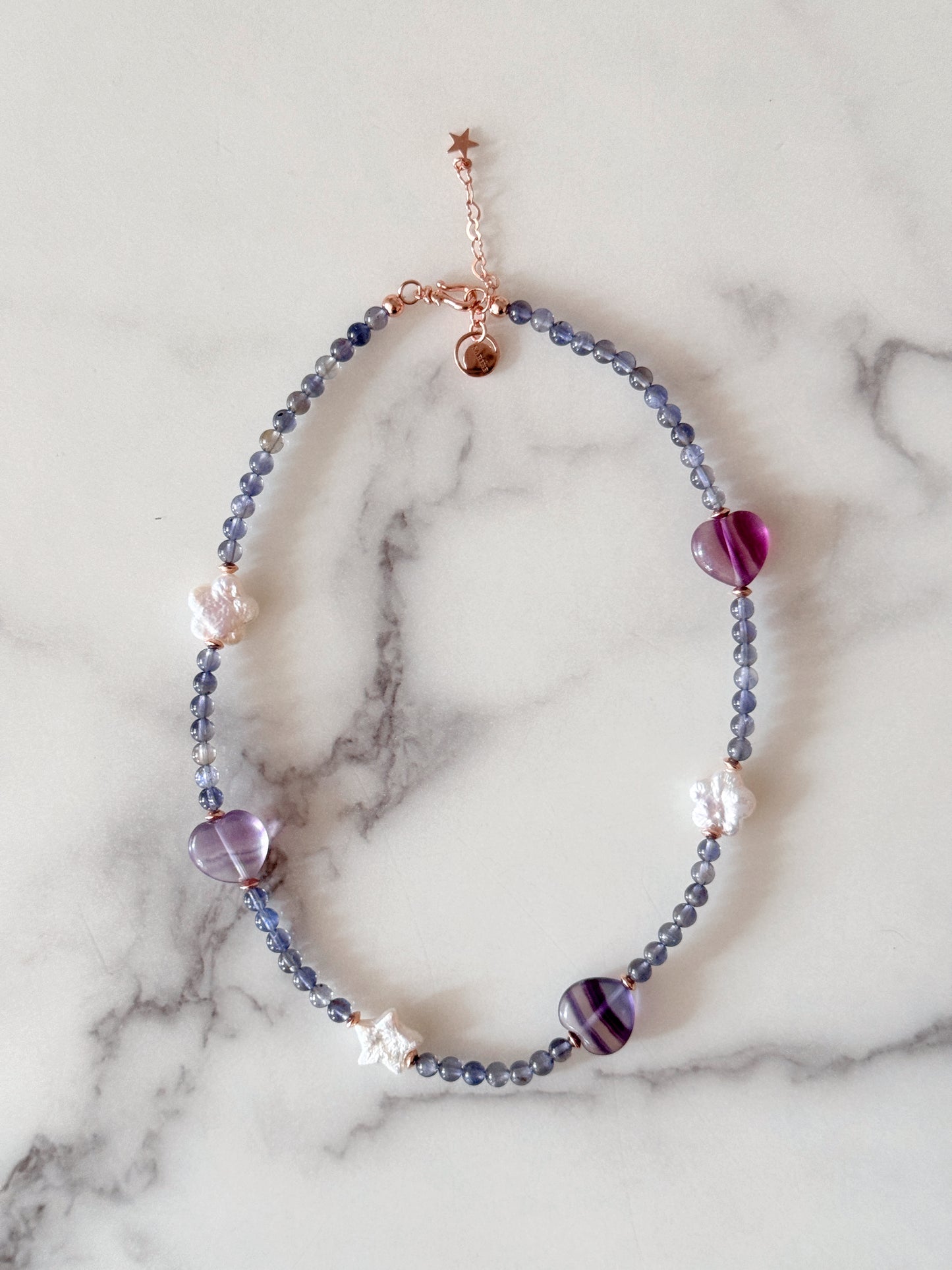 Iolite Fluorite Freshwater Pearl Choker