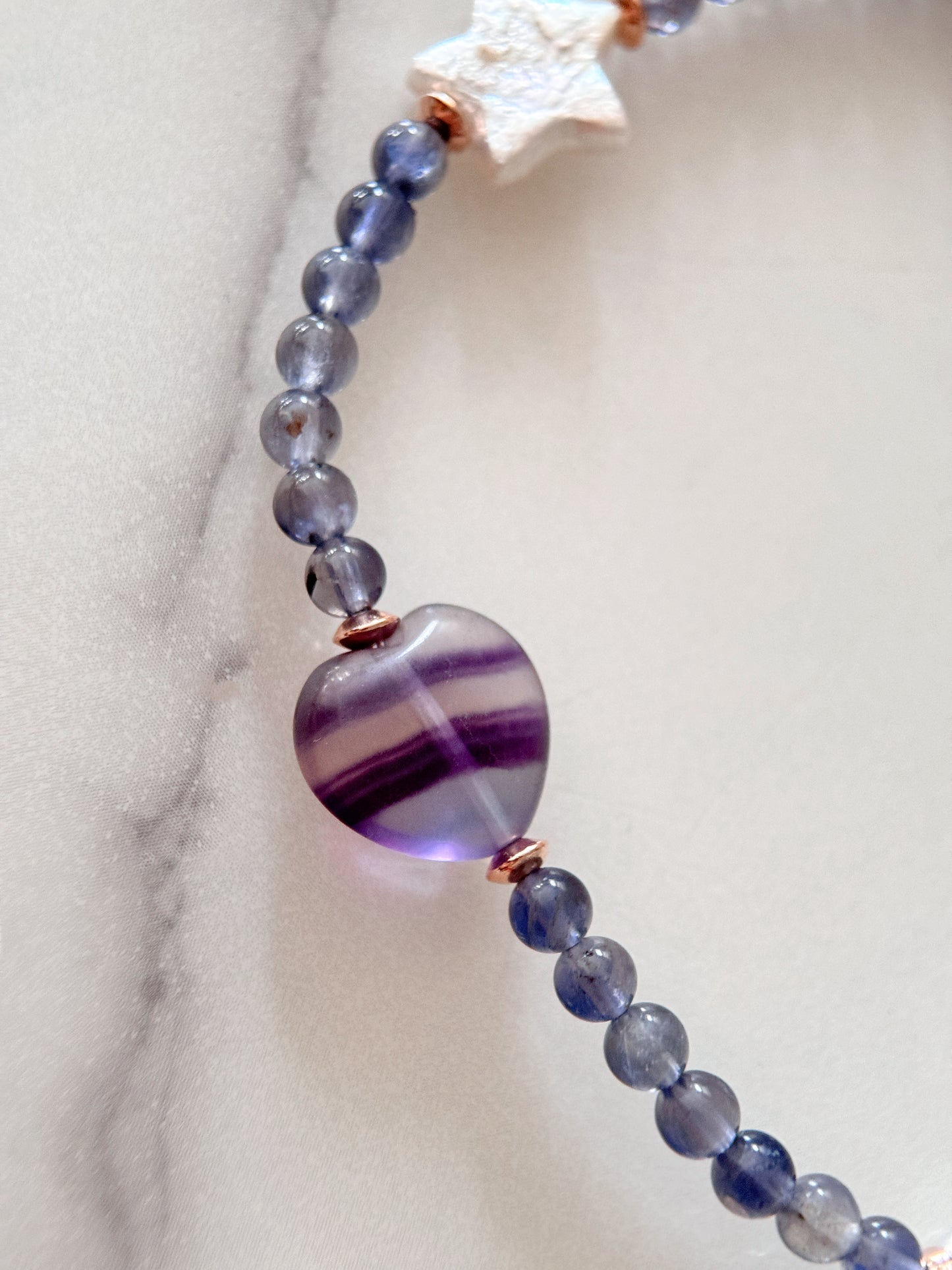 Iolite Fluorite Freshwater Pearl Choker