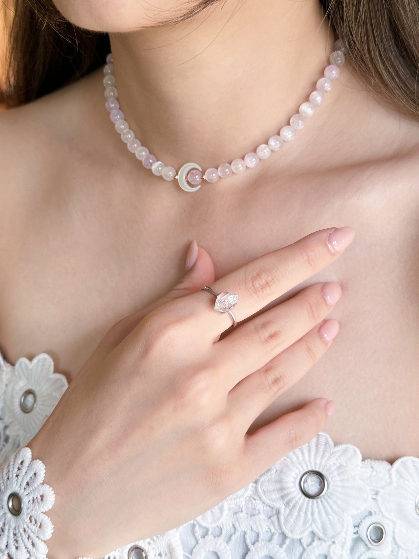 New Moon Cat-Eye Kunzite Necklace