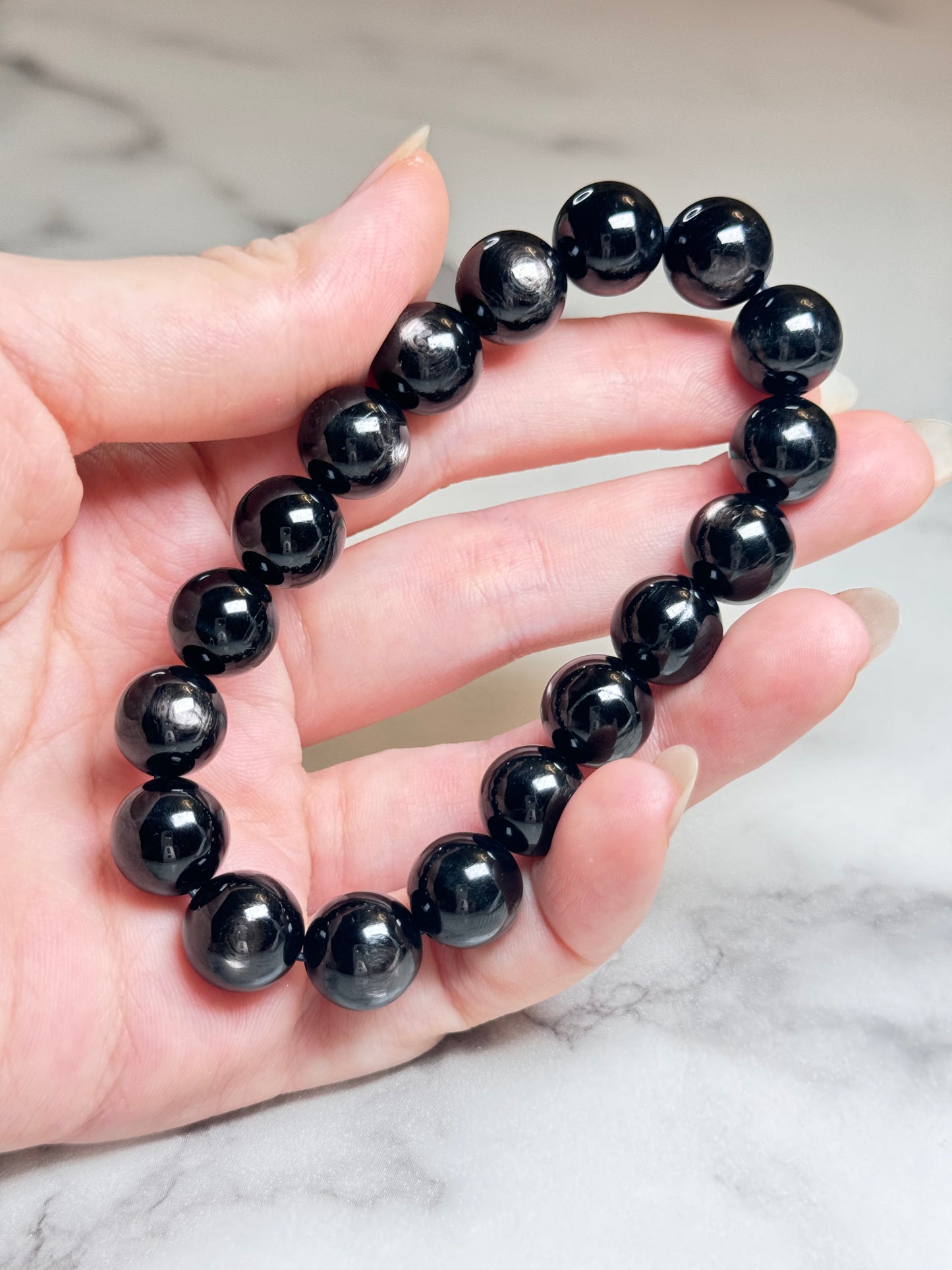 Bracelet en perles de pierre d'hypersthène naturel Bracelet en pierre Flash noir Bracelet en perles de pierre d'hypersthène naturel Bracelet en pierre Flash noir