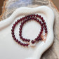 New Moon Garnet Necklace with Mother of Pearl Moon