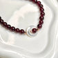 New Moon Garnet Necklace with Mother of Pearl Moon