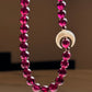 New Moon Garnet Necklace with Mother of Pearl Moon
