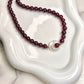 New Moon Garnet Necklace with Mother of Pearl Moon