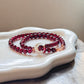 New Moon Garnet Necklace with Mother of Pearl Moon