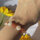 High Quality Oligoclase Sunstone with Flower Mother of Pearl Bracelet